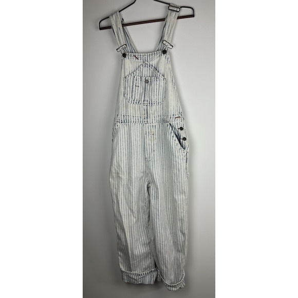 Faherty Topsail Bib Overall Railroad Stripe Blue White *Stained Distressed Small - Picture 2 of 16